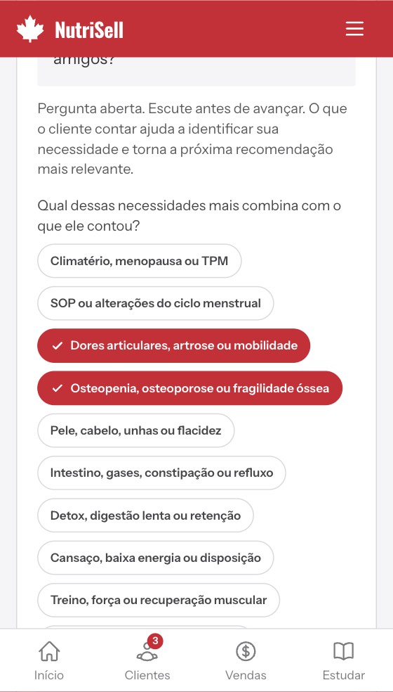 Passo 3 do roteiro NutriConecta: perguntar se a informação faz sentido pro cliente.